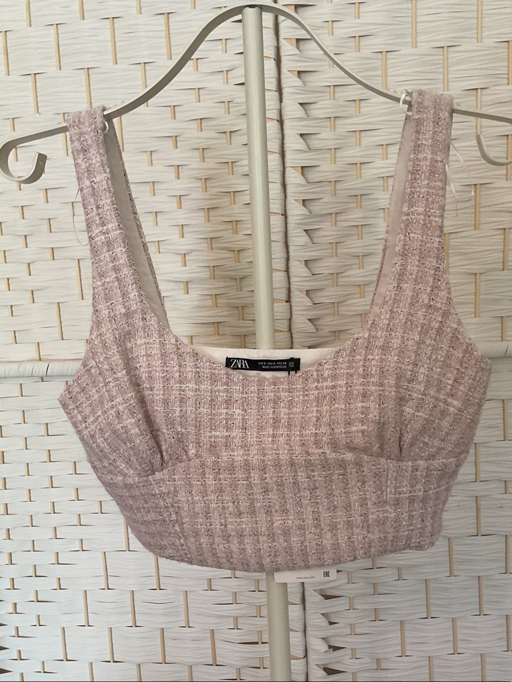 Zara Blush Tweed Crop Camisole